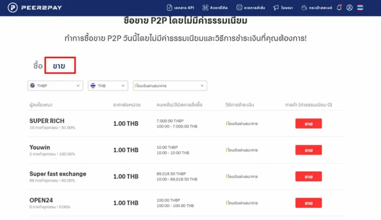 วิธีการขายเหรียญ Peer2Pay 1