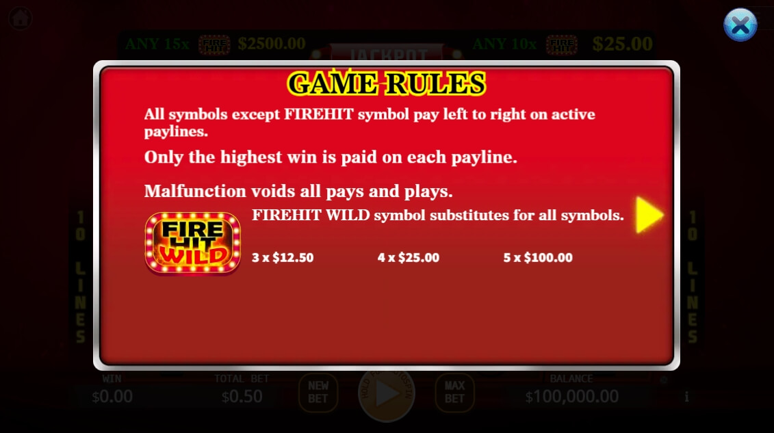 Fire Hit ค่าย Ka-gaming จาก slotxo ฝาก 10 รับ 100